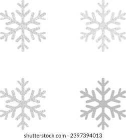 Flores diversas: Cuatro copos de nieve vectoriales adornados con patrones únicos, creando un fascinante invierno maravilla de diseño