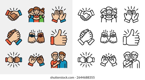 Diverse Friendship icon set suitable for support, social media, websites, logos, and graphic design projects needing representation of friendship and diversity.