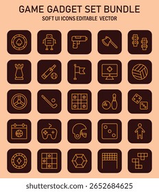 Paquete diverso del sistema del icono del gadget del juego con los gráficos de Vector personalizables para los diseñadores y los desarrolladores