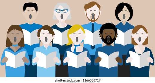 diverse group of adults singing in a multicultural choir