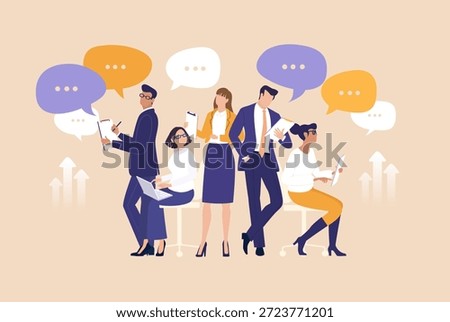 A diverse group of business professionals working together, symbolizing collaboration, communication, and shared goals. It reflects teamwork, collective intelligence, and professional synergy