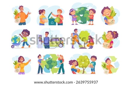 A Diverse Group Engaging in EcoFriendly Activities for a Greener, Sustainable Future