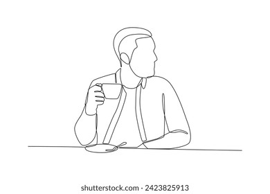Diverse group of man looking back when hang out at cafe. Simple line, hang out minimalist concept.