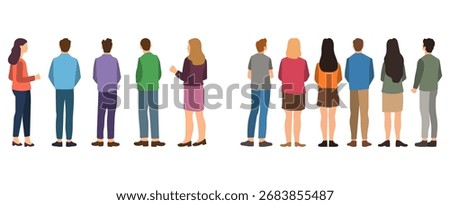 Diverse Group of People from Behind View Illustration