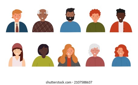 Diverse group of people, entrepreneurs, students, unemployed or office workers isolated on a white background. Multinational company. Portraits of old and young men and women. Vector - Powered by Shutterstock - Get 15% off with code: PIKWIZARD15
