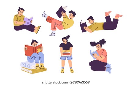 A Diverse Group of People Happily Engaged in Reading While Relaxing in Various Comfortable Positions