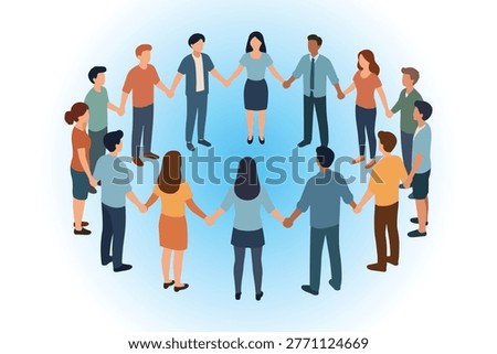 Diverse group of people holding hands in a circle diversity