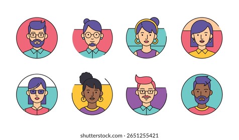 Grupo diversificado de pessoas que representam diferentes personalidades e estilos coleção