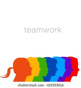 A diverse group of people in this teamwork graphic 