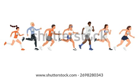 Diverse group of runners participating in a marathon