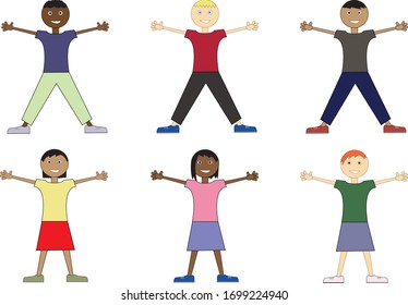 Diverso grupo de personas de tipo de figura de palo vectorial. 