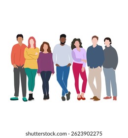 Diverse Group of Young Adults Standing Together – Inclusion and Modern Team Concept
