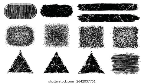 Diverse Grunge Texture Vector Collection Rough Geometric Shape Illustration Abstract Design Set