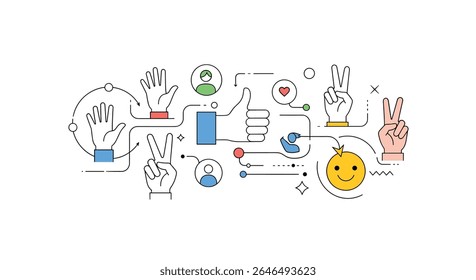 Diversos gestos mão coleção vetor ilustração perfeita para mídias sociais e aplicações