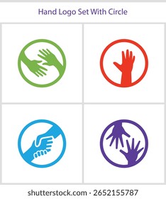 Diverse Hand Logos Encircling Unity Symbolic Representations of Collaboration and Support in Various Colors Harmonious Imagery for Inclusivity