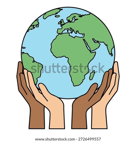 Diverse hands cradling globe showing europe africa concept of environmental protection global unity community support