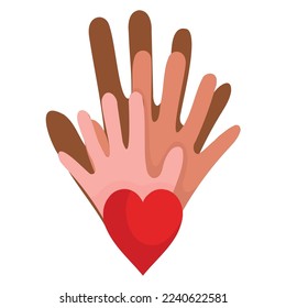 diverse hands with heart, Martin Luther King day icon
