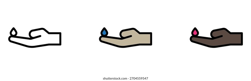 Mãos diversas oferecendo uma gota de esperança, promovendo iniciativas globais de água limpa e conservação para um futuro sustentável com cores vibrantes