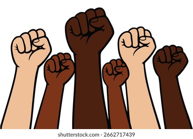 Diverse Hands Raised in Unity Showing Strength and Solidarity