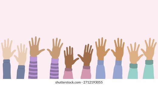 Ilustração de vetor levantado por mãos diversas