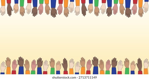 Diverse Hands Reaching Upward in a Vibrant Display of Unity and Community, Symbolizing Inclusion and Support on a Blank Background