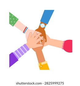 Diverse hands stack in