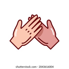 diverse hands together icon isolated