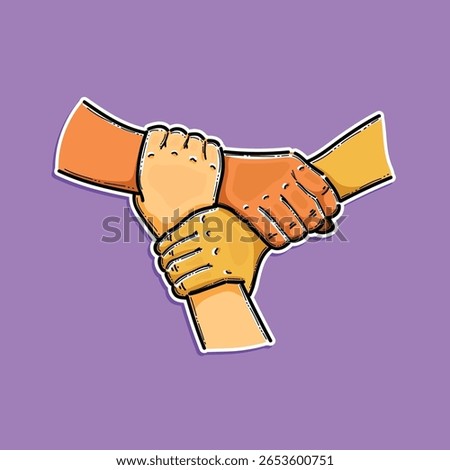 Diverse Hands United in a Symbol of Teamwork and Unity Illustration