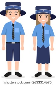 Diverse High School Students in Uniform for Digital Illustrations and Educational Projects