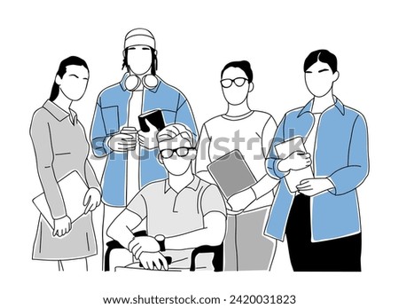 Diverse inclusive business team vector on white.