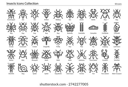 Diverse Insect Species and Bug Collection Icons