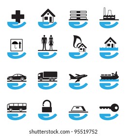 Diverse insurance icons set - vector illustration