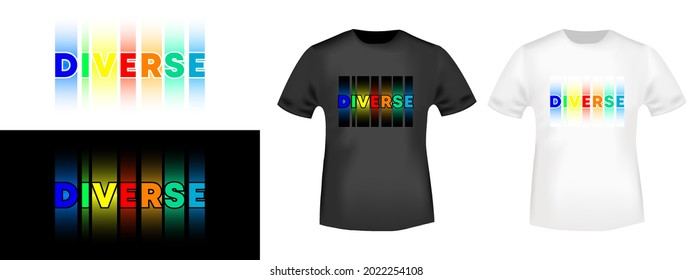 Diverse LGBT typography for t-shirt stamp, tee print, applique, or other printing products. Vector illustration.