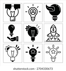 Diversos conceptos de bombillas que representan ideas de innovación y soluciones comerciales