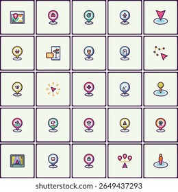 Diversa ubicación pin vector iconos colección para aplicaciones modernas de mapeo