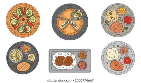 Diverse refeição platter variedade serviço de comida apresentação delícias culinárias