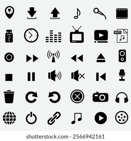 Diverse Media and Interface Icon Set