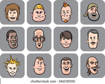 diverse men faces vector illustration