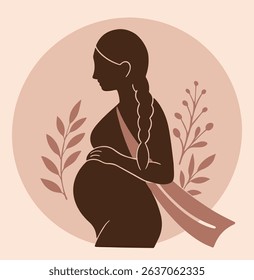 diverse motherhood silhouette with nature accents