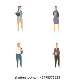 Diverse and multicultural professional business people collection in formal attire vector illustration set