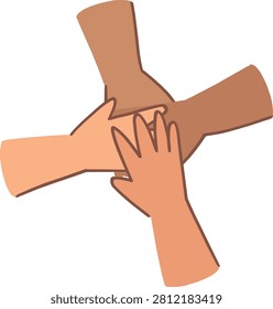 Diverse Multiethnic People Joining Hands for Teamwork and Support