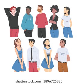 Diverse Multiracial and Multicultural People Characters Isolated on White Background Vector Illustration Set