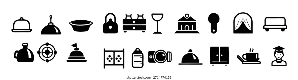 colección de silueta de objetos diversos aislada en blanco