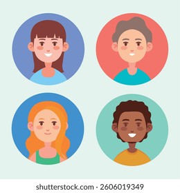 Diverse People Avatars in Flat Style