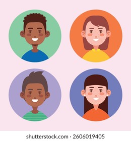 Diverse People Avatars in Flat Style