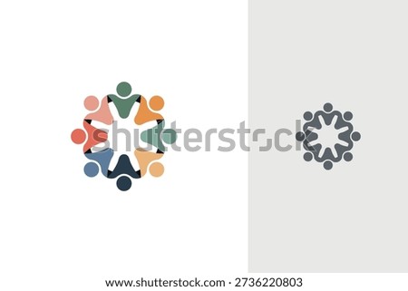 Diverse People Circle Teamwork Logo Design
