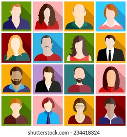 diverse people colorful icons
