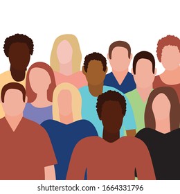 Diverse people crowd.Different people without face. Vector illustration