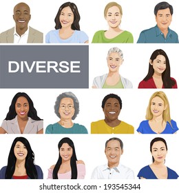 Diverse People on White Background.