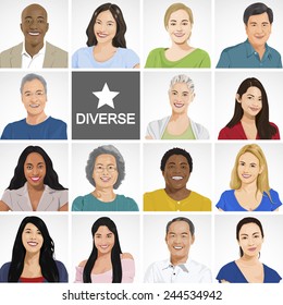 Diverse People on White Background.